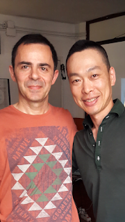 Txema Azkona con el maestro Toru Nakamura.