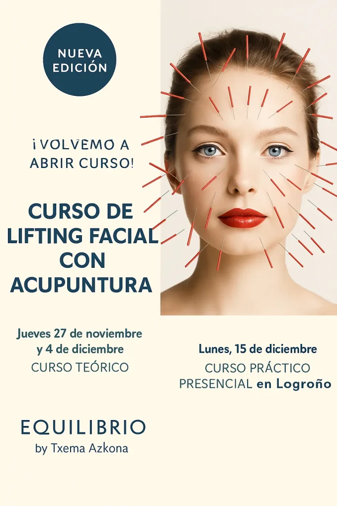 Curso de Lifting Facial con Acupuntura en Logroño en diciembre de 2025. Formación profesional en aculift con resultados visibles desde la primera sesión.