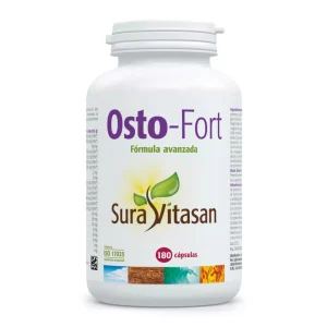 Osto-Fort de Sura Vitasan es un suplemento mineral avanzado diseñado para prevenir la pérdida de densidad ósea en mujeres durante la menopausia, una etapa crítica para la salud esquelética. Contiene calcio biodisponible, magnesio, vitamina D3, vitamina K2, zinc, manganeso, cobre y boro, todos esenciales para mantener huesos fuertes y funcionales. Ayuda a mejorar la fijación del calcio en los huesos, reducir el riesgo de fracturas y mantener el equilibrio mineral del organismo. Su fórmula equilibrada favorece también la función muscular y la salud cardiovascular. 